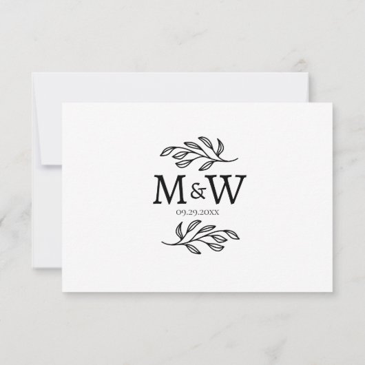 Initiales mariage Monogramme Couple Détails Carte  (Dos)