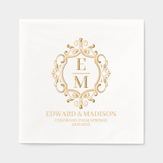 Initiales mariages et huile de crête florale Napk (Recto)