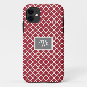 Initiales modernes coque iphone (gris/rouge)