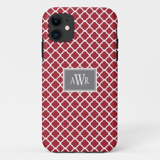 Initiales modernes coque iphone (gris/rouge) (Dos)