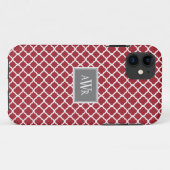 Initiales modernes coque iphone (gris/rouge) (Dos (Horizontal))