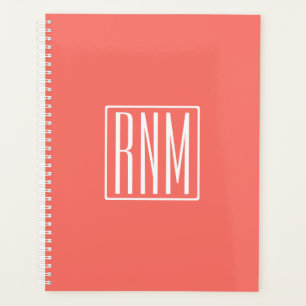 Initiales Monogramme Blanc Sur Corail