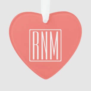 Initiales Monogramme Blanc Sur Corail