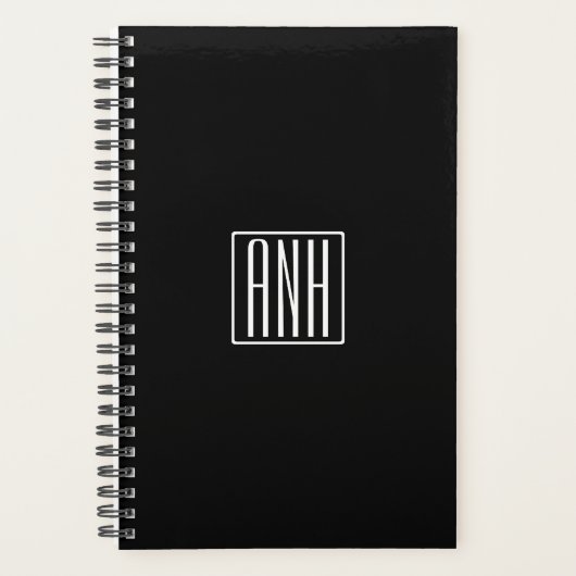 Initiales Monogramme | Blanc Sur Noir (Devant)