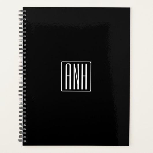 Initiales Monogramme | Blanc Sur Noir (Devant)