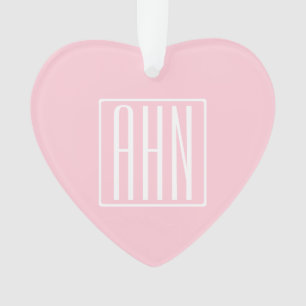 Initiales Monogramme Blanc Sur Rose Clair