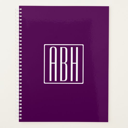 Initiales Monogramme | Blanc Sur Violet Foncé (Devant)