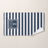 Initiales monogramme d'ancre nautique à rayures bl (Serviette à main)