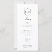 Initiales Monogramme Menu de Mariage Moderne Minim (Devant)