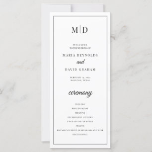 Initiales Monogramme Programme de mariage minimali