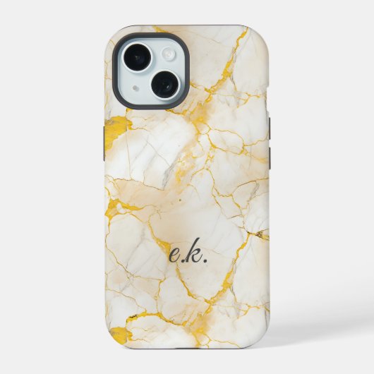 Initiales monogramme sur marbre blanc jaune or  (Verso)