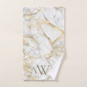 Initiales Monogrammées Marbre Or Blanc Gris (Serviette à main)
