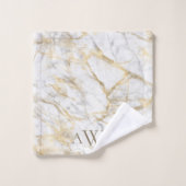 Initiales Monogrammées Marbre Or Blanc Gris (Gant de toilette)