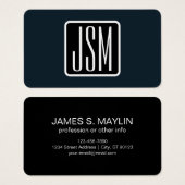 Initiales Monogrammées Modernes | Noir & Blanc (Devant & derrière)