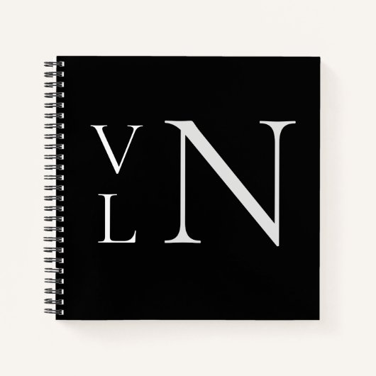 Initiales Monogrammes Customisés Carnet noir (Devant)