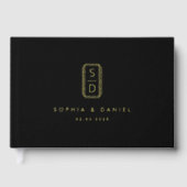 Initiales monogrammes modernes mariage noir réel f (Recto)