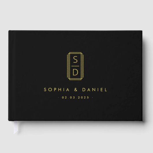 Initiales monogrammes modernes mariage noir réel f (Recto)