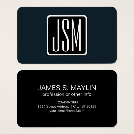 Initiales monogrammes modernes | Noir & Blanc (Devant & derrière)