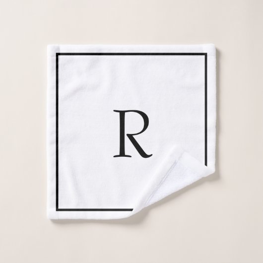 Initiales Monogrammes Nom personnalisé Noir Blanc  (Gant de toilette)