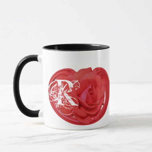 Initiales monogrammes Rose Floral Mug (Gauche)