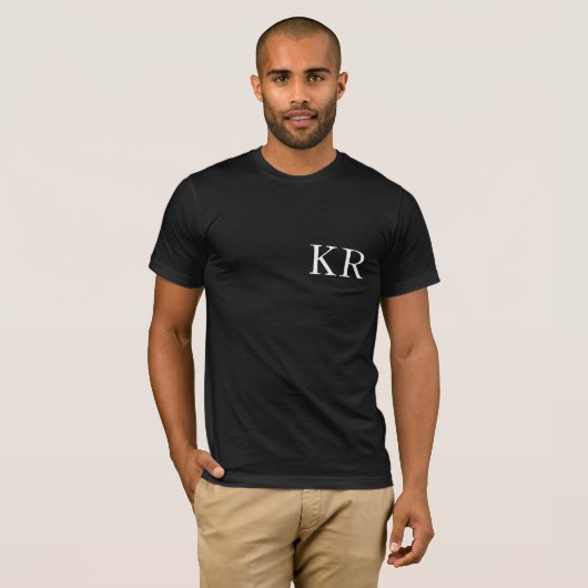 Initiales monogrammes | T-shirt noir moderne (Devant entier)