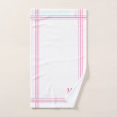 Initiales personnalisées à rayures blanches et ros (Serviette à main)