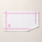 Initiales personnalisées à rayures blanches et ros (Serviette à main)