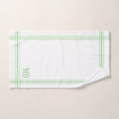 Initiales personnalisées à rayures blanches et ver (Serviette à main)