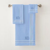 Initiales personnalisées à rayures bleu clair et b (En situation)