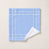 Initiales personnalisées à rayures bleu clair et b (Gant de toilette)