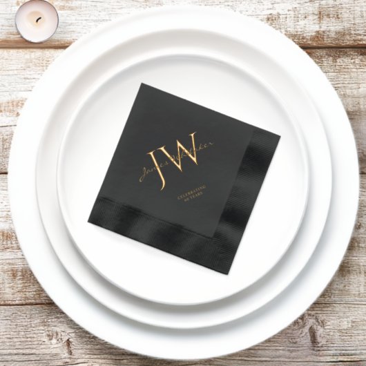 Initiales personnalisées Anniversaire Noir Or (Initiation)