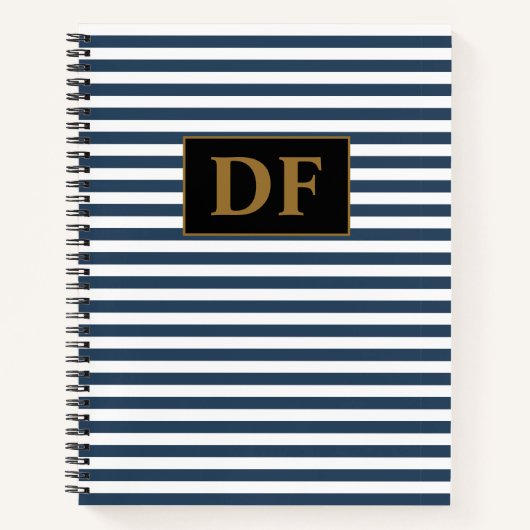 Initiales personnalisées Carnet Bleu/Blancs (Devant)