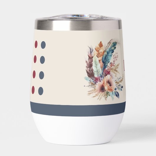 Initiales personnalisées fleurs coeurs rouge bleu (Avant)