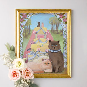 Initiales Personnalisées Mariage Chats Impression