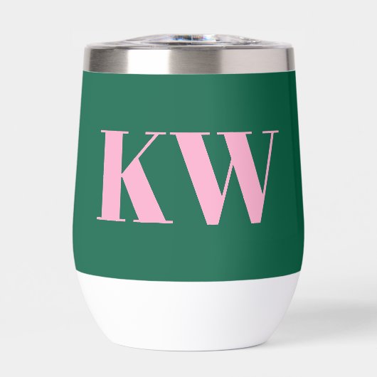 Initiales Personnalisées Monogramme Rose Vert Mode (Avant)