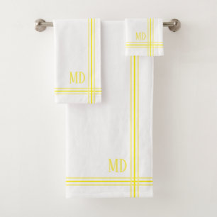 Initiales personnalisées rayées blanc et jaune
