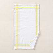 Initiales personnalisées rayées blanc et jaune (Serviette à main)