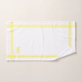 Initiales personnalisées rayées blanc et jaune (Serviette à main)
