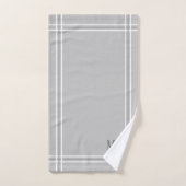 Initiales personnalisées rayées gris clair et blan (Serviette à main)