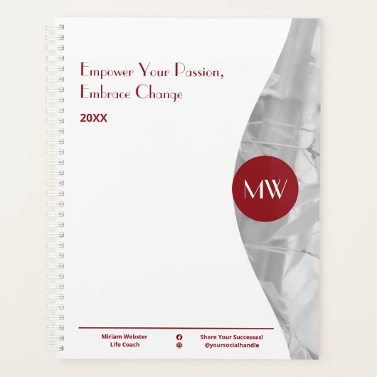 Initiales Photo Rouge Blanc Vie Coach Workbook (Devant)