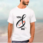 Initiales romantiques personnalisées Coeur<br><div class="desc">T-shirt spécial unique — "VOUS ET MOI" avec vos initiales et le coeur rouge et l'esperluette fantaisie pour souligner votre connexion. Express votre amour et votre affection avec style et faire aujourd'hui spécial. Grand cadeau pour les anniversaires ou les vacances. Pour toute question de conception, envoyez un courriel à charmdesignstudio@rcn.com...</div>