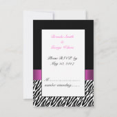Initiales roses Zebra Stripes Mariage RSVP (Dos)