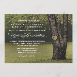 Initiales rustiques Vieux chêne Invitations de mar