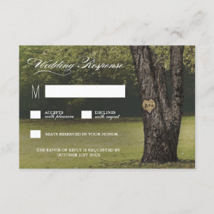 Initiales rustiques Vieux chêne Mariage RSVP Carte