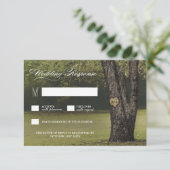 Initiales rustiques Vieux chêne Mariage RSVP Carte (Debout devant)