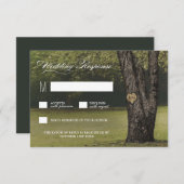 Initiales rustiques Vieux chêne Mariage RSVP Carte (Devant / Derrière)