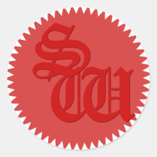 Initiales Stickers Enveloppe Revêtement cire rouge