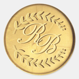 Initiales Stickers Mariage de cire d'or Enveloppe