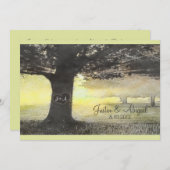 Initiales sur un arbre - Faire-part de mariage (Devant / Derrière)