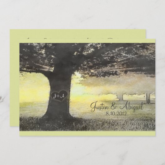 Initiales sur un arbre - Faire-part de mariage (Devant / Derrière)